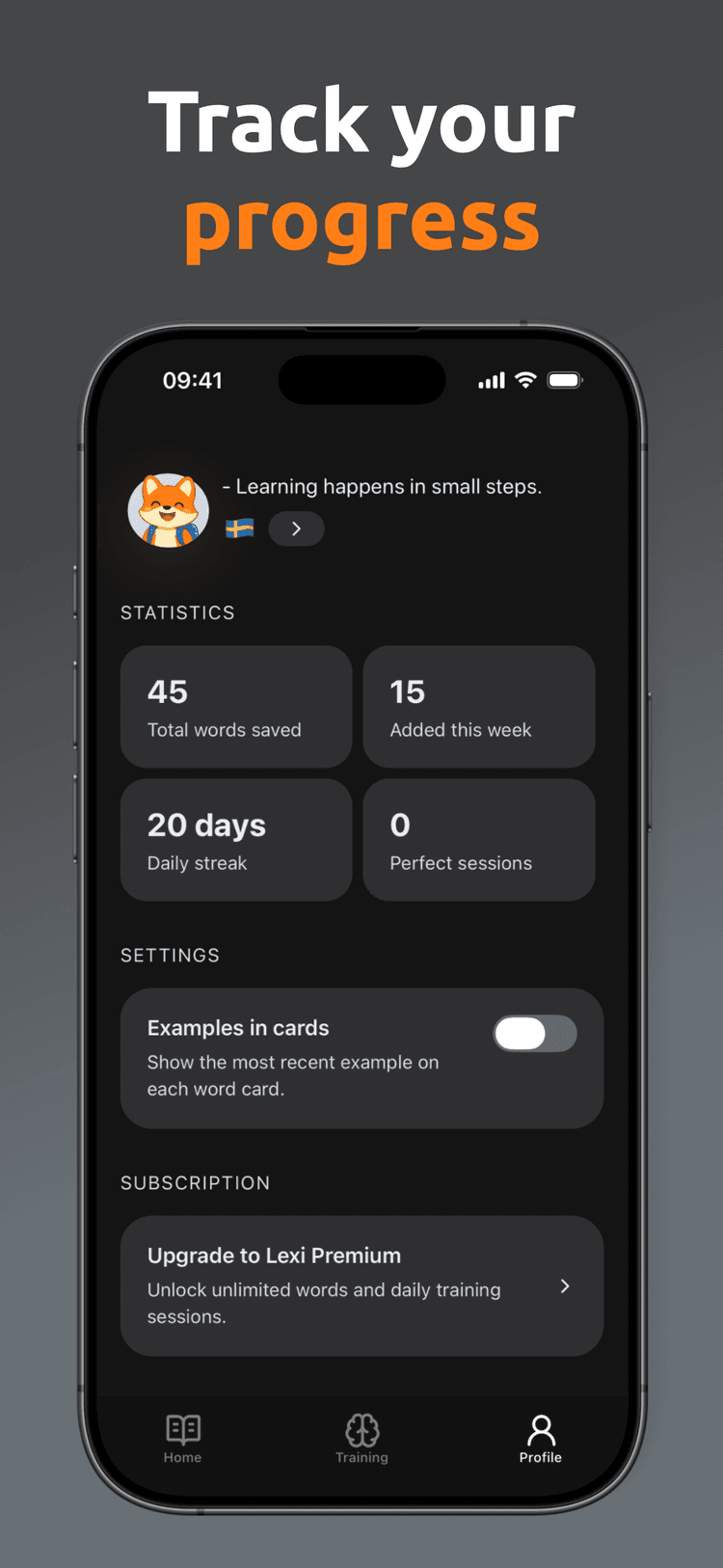 Lexi app screenshot 5 (dark)